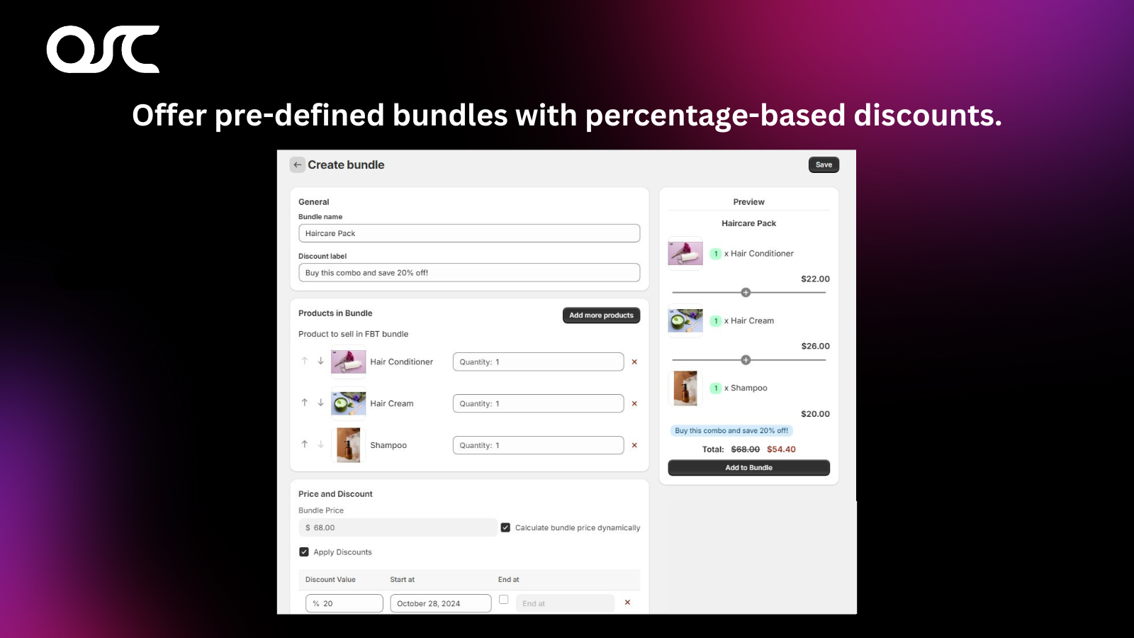 Bundle and Upsell App
