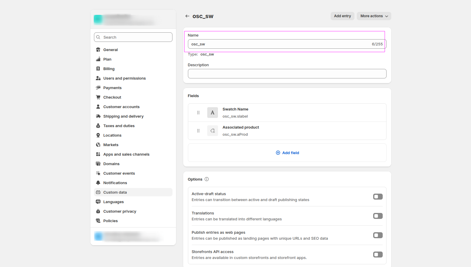 access-swatch-settings